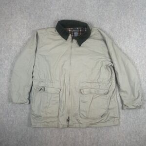 Trademark Sportswear Barn Jacket Mens Size M Tan Plaid Lined Corduroy Collar